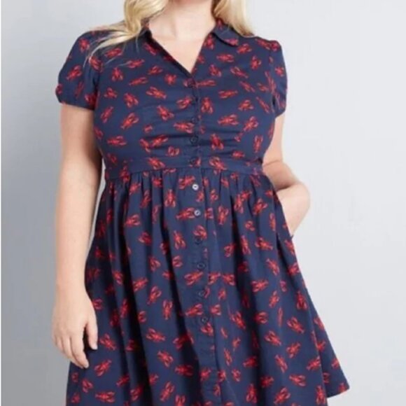 Modcloth Dresses & Skirts - Modcloth Summer School Cool Lobster Shirt Dress 1X